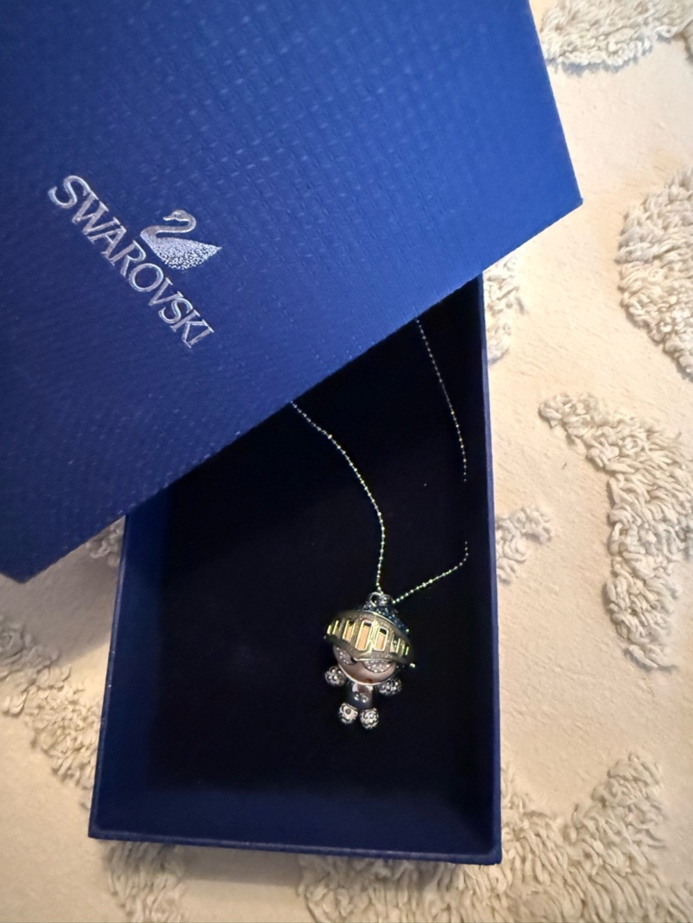 Swarovski  Eliot Silver Crystal Robot Pendant Necklace - Picture 3 of 4